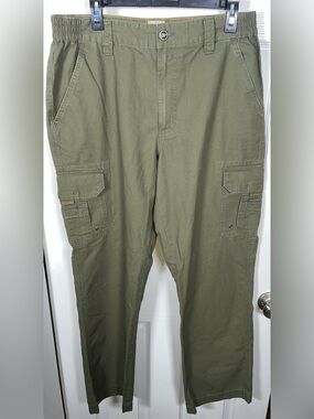Men’s RedHead Green Cargo Pants Utility Size 34 x 32 Stretch Waist 100% Cotton